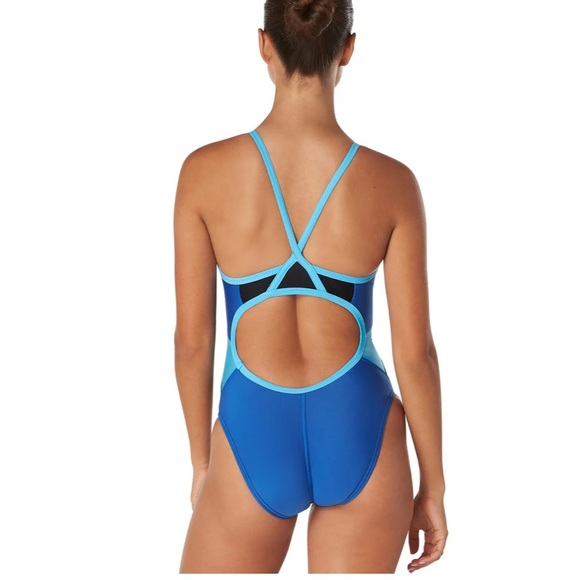 SPEEDO PRO LT womens splice fly back Team Royal Blue one piece swimsuit NWT - Picture 7 of 7